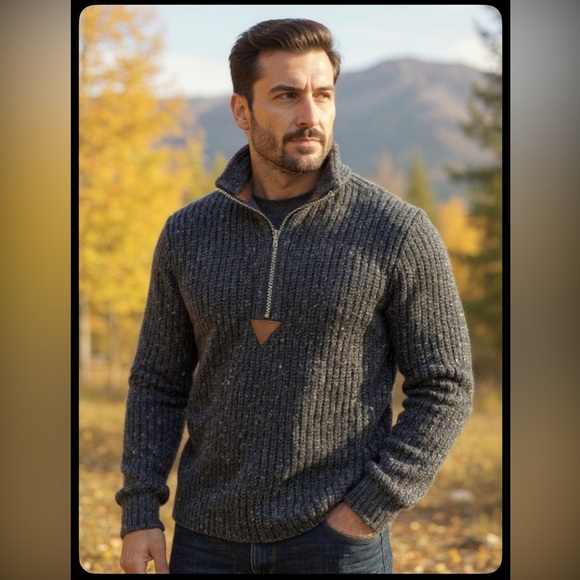 Vintage REI Wool Blend Half-Zip Sweater Pullover Gray TXL USA Made - Picture 1 of 8